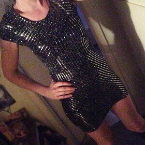silver sparkly mini dress festive party new